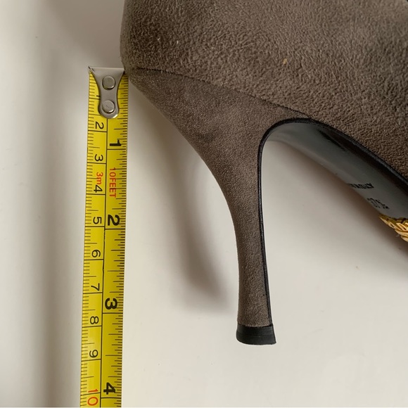 Prada Mid Heel Pointed Loafer Pump with Buckle Grey - Picture 15 of 17